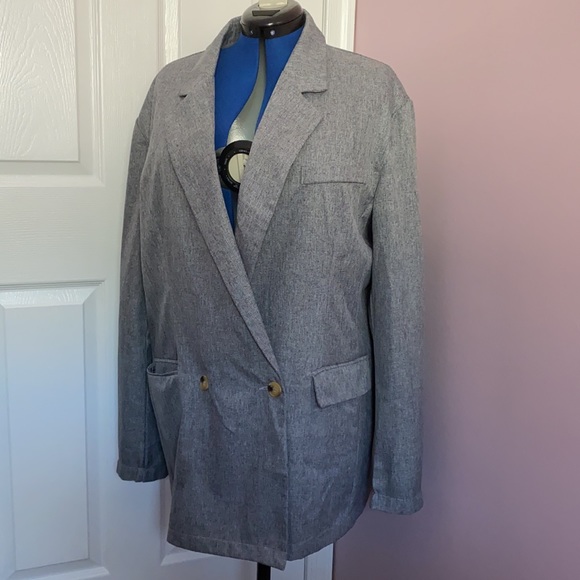 NWT - Nasty Gal Collection - Charcoal Oversized Boyfriend Blazer Size 10 - Picture 2 of 8